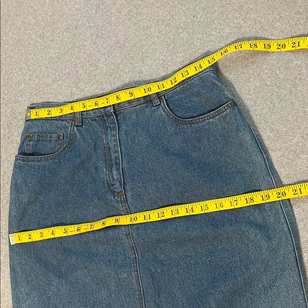 Vintage Y2K Denim Maxi Skirt Size 10 Cotton Western Country Minimalist Capsule
